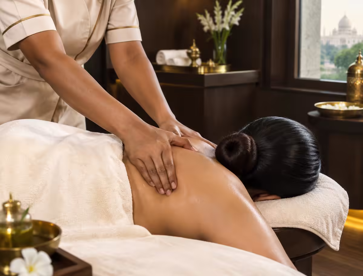 Comfortable massage room prepared for a wellness session
